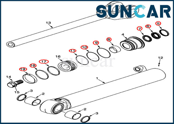 Lift Cylinder Seal Kit 87598751 Loader Hydraulic Replacement Service Kit Fits 621E 521G Case