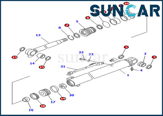 Buy PC20R-8 Komatsu Inner Parts 707-98-14890 Hydraulic Seal Kit Excavator Boom Cylinder Service Kit online manufacture