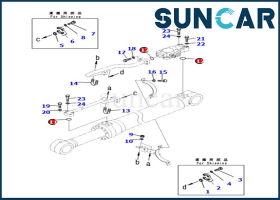 Buy 721-98-00290 7219800290 Komatsu Boom Cylinder Service kit For PC240LC-11 PC240NLC-11 PC240LC-11E0 PC240NLC-11E0 online manufacture