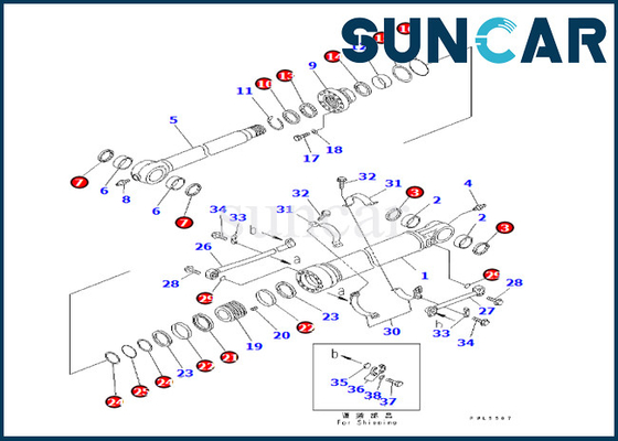 Buy Bucket Cylinder Service Kit  Komatsu 707-99-58090 7079958090 Fits PC350-8 PC300-8 PC360-7 online manufacture