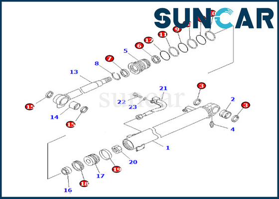 Buy 707-98-24281 7079824281 Boom Cylinder Sealing Kit Komatsu For PC35MR-1 PC35MRX-1A Boom Cylinder Service Kit online manufacture