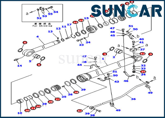 Buy Excavator Service Kit 707-99-72300 Hydraulic Cylinder Seal Kit For Komatsu PC300LC-7 PC350LC-7 Models online manufacture