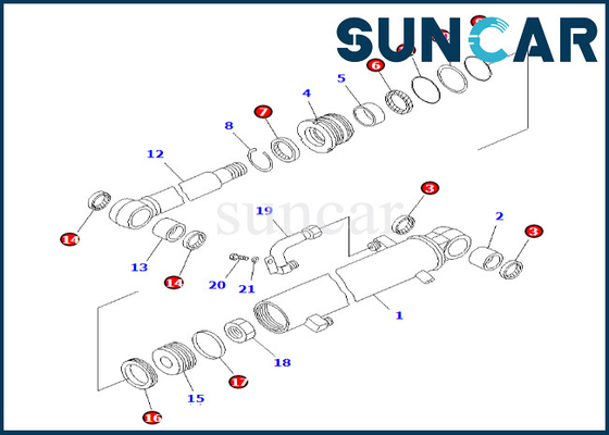 Buy 707-98-25110 7079825110 Arm Cylinder Sealing Kit Komatsu Fits PC38UU-3 Arm Cylinder Service Kit online manufacture