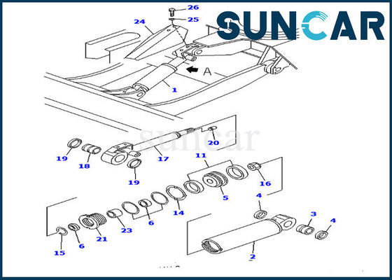 buy Excavator Seal Repair Kit For YM172422-72700 PC30FR-2 Komatsu Blade Cylinder Service Kit online manufacture
