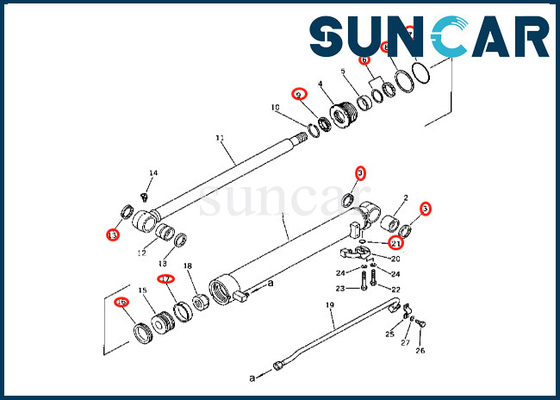 201-63-36700 2016336700 Arm Cylinder Seal Kit For PC60-2 PW60-1 Komatsu Arm Cylinder Sealing Kit