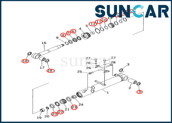 Boom Cylinder Repair Kit 7079936630 707-99-36630 Komatsu PC60-7 PC60-7S Boom Cylinder Sealing Kit