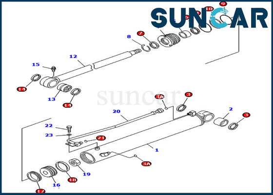 Buy Inner Parts Komatsu 707-98-25710 PC40MR-1 PC40MRX-1 Excavator Boom Swing Cylinder Seal Kit online manufacture