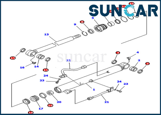 Komatsu Bucket Seal Kit 707-98-15690 7079815690 Cylinder Service Kits Fits Excavator PC40MR-1 PC40R-8