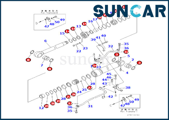 707-99-76131 7079976131 Komatsu Boom Cylinder Seal Kit For PC600-8 PC600-8R Boom Cylinder Repair Kit