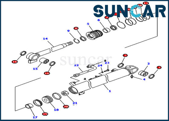 buy KOMATSU 707-98-34610 7079834610 Boom Cylinder Seal Repair Kit For Equipment Models PC40R-8 PC45R-8 online manufacture