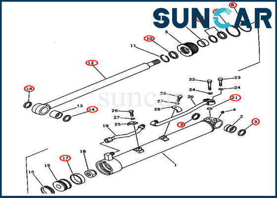 Buy Boom Swing Repair Seal Kit Fits For 201-63-12301 2016312301 PC60U-3 Komatsu Hydraulic Cylinder online manufacture