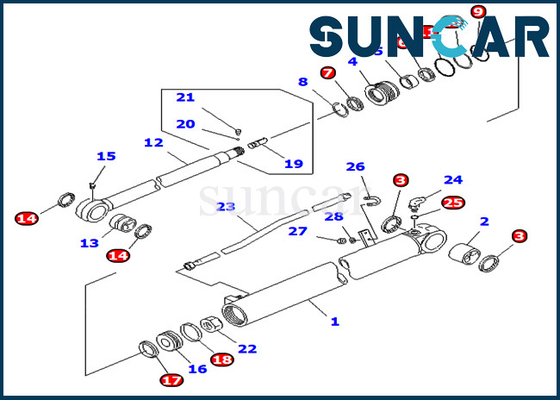 PC75UD-2E PC75UD-2 Komatsu 707-98-35140 7079835140 Excavator Service Kit Arm Hydraulic Cylinder