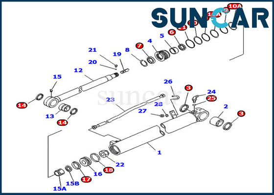 707-98-35270 7079835270 Arm Cylinder Seal Repair Kit For PC75UD-3 PC75UU-3 Komatsu Mono Boom
