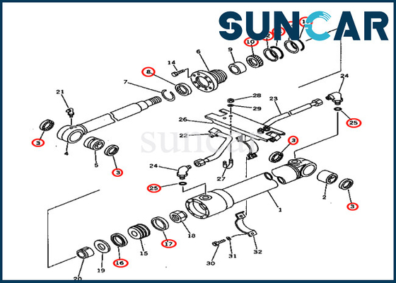 Komatsu PC75UU-1 707-98-27500 7079827500 Arm Sealing Kit Hydraulic Cylinder Repair Seal Kit