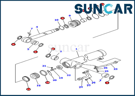 707-98-36630 7079836630 PC75UU-3 Arm Cylinder Oil Seal Kit Service Kits For Komatsu Equipment Inner Parts