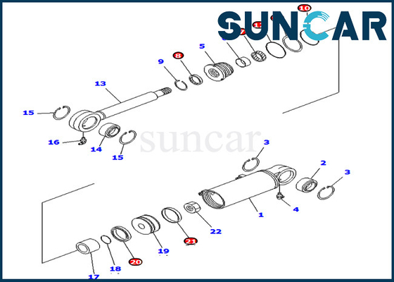 PC75UU-3 Komatsu Repair Kits 707-98-22410 7079822410 Excavator Tilt Sealing Kit Hydraulic Cylinder