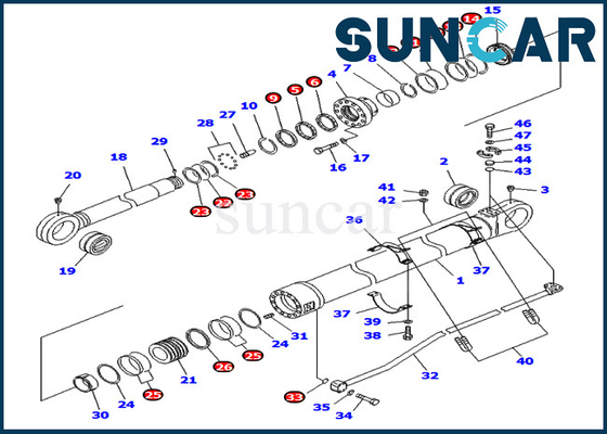 Komatsu 707-99-76240 7079976240 Arm Cylinder Service Seal Kit For PC800-8 PC800-8R PC800LC-8 Excavator