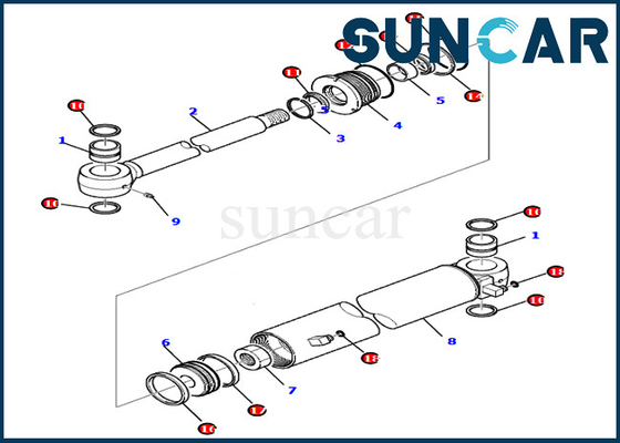 707-98-35320 7079835320 Boom Swing Cylinder Service Kits For Models PC80MR-3 PC80MR-5 Komatsu Inner Parts