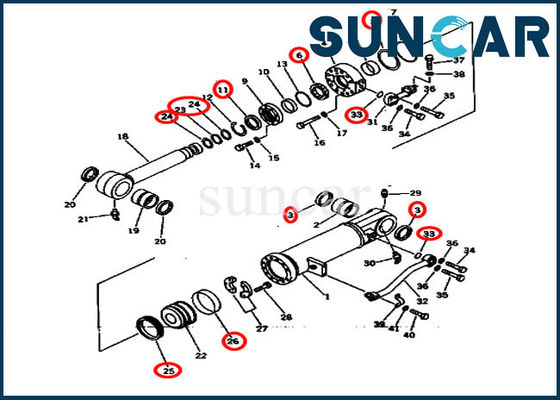 SUNCAR Seal Replacement Kit 707-99-64405 7079964405 For D275A-2 Komatsu