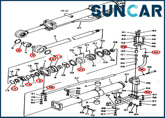 195-63-05110 Blade Lift Hydraulic Repair Kit Cylinder Sealing Kit Fits D355A-3 Komatsu