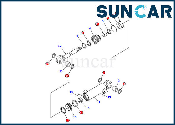 707-98-03480 Komatsu PC09-1 Excavator Inner Parts Repair Kit Blade Hydraulic Cylinder Seal Kit