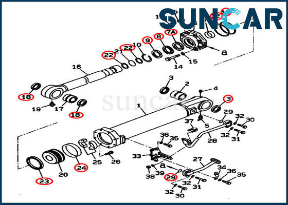 707-99-74110 7079974110 Ripper Tilt Cylinder Seal Kits For Komatsu D375A-3D Bulldozer