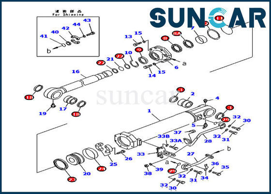 D375A-5 Komatsu 707-99-74020 7079974020 Ripper Tilt Hydraulic Cylinder Seal Repair Kit