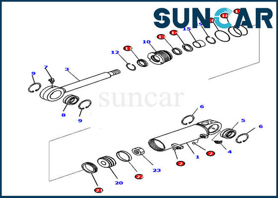 D31EX-22 Komatsu Parts 707-99-24650 Bulldozer Service Kit Tilt Cylinder Sealing Kit