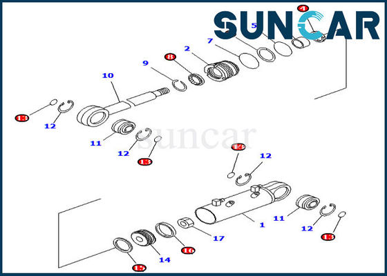 707-98-34590 Bulldozer Seal Kits Blade Tilt Cylinder Repair Kit For Komatsu Inner Parts