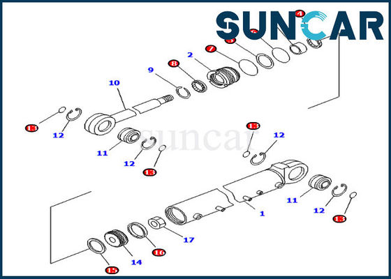 707-98-42420 Blade Angle Repair Cylinder Seal Kits Fits Komatsu Crawler Dozer D41E-6 D41P-6