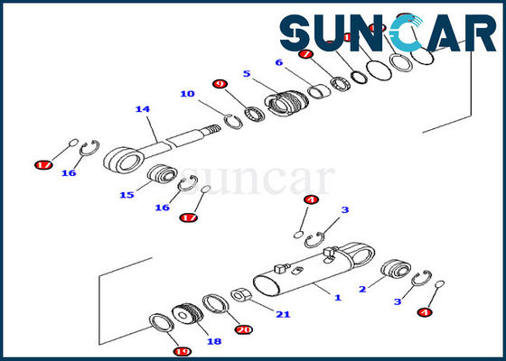 Blade Tilt Cylinder Seal Kit 707-99-34590 Komatsu Replacement Kits For D41P-6K Bulldozer