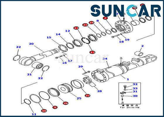 Dozer Sealing 707-99-84050 Blade Tilt Cylinder Seal Kits D475A-5 Komatsu Service Kit