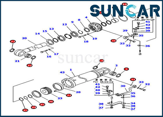 707-99-75530 Ripper Lift Cylinder Repair Seal Kits For D475A-5 Komatsu Bulldozer