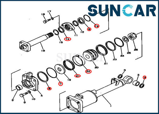 Tilt Cylinder Sealing Kit 130-63-05050 ISO9001 Repair Kit For D53A-16 D53P-16 Komatsu