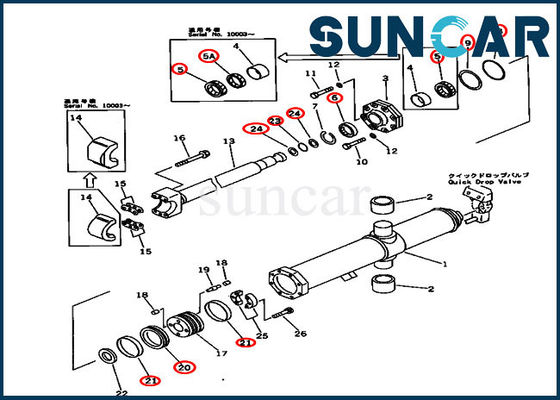 707-98-75410 Hydraulic Blade Lift Service Kit D575A-2 Komatsu Cylinder Replacement Kits