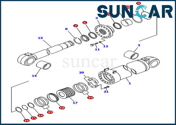 707-99-96200 Dump Cylinder Seal Repair Kit For Komatsu Wheel Loader WA800-3 WA900-3
