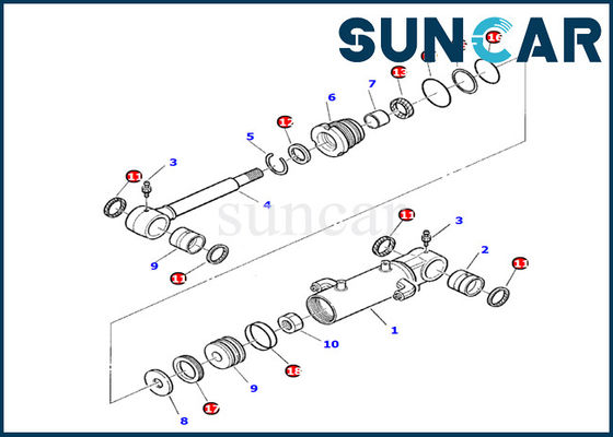 Komatsu 878000199 Blade Cylinder Seal Kit For Excavator PC10-7 Hydraulic Cylinder Inner Parts
