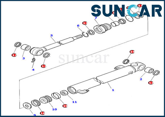 878000389 Oil Sealing Gasket Komatsu Excavator PC10-7 Bucket Cylinder Inner Repair Seal Kit