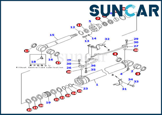 707-98-36250 Excavator Boom Cylinder Service Kit Komatsu PC100-6Z Inner Repair Seal Kit Parts