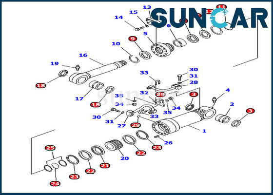 707-99-44270 Blade Cylinder Seal Kit PC128UU PC138US Komatsu Cylinder Inner Oil Seal Service Kit