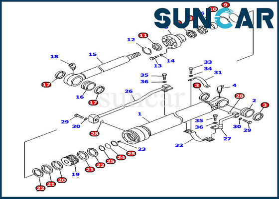 707-99-69620 Hydraulic Repair Seal Kits Komatsu PC1000-1 Arm Cylinder Seal Kit Inner Parts