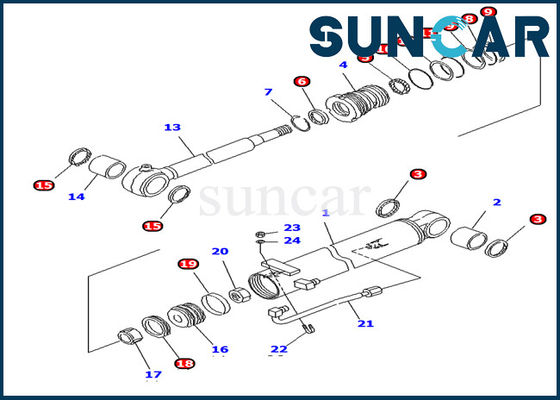 Hydraulic Seal Kit 707-98-13880 Boom Cylinder Service Kit For Komatsu PC10UU-3 Excavator