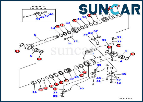 PC380 PC400 Arm Cylinder Seal Kit 707-99-67090 Excavator Komatsu Machinery Service Kits