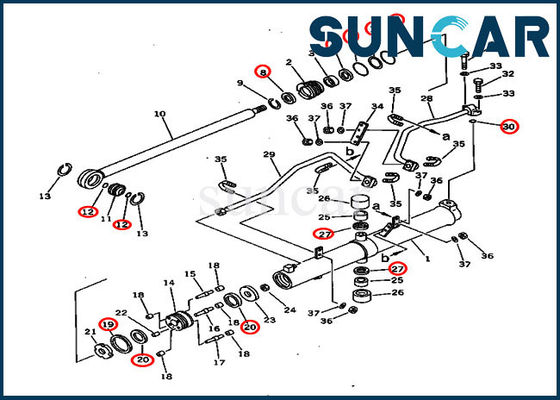 D60A-8 Komatsu Seal Kits 707-98-36450 Hydraulic Blade Lift Cylinder Repair Kit 7079836450