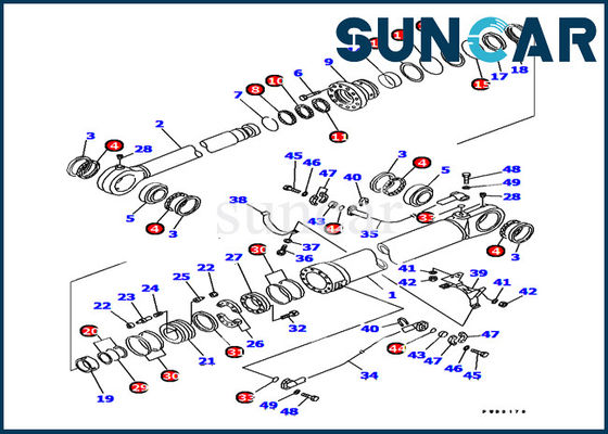 Komatsu 707-99-78630 Bucket Cylinder Seal Kit Service Kit PC1000-1 Excavator Packing Kit
