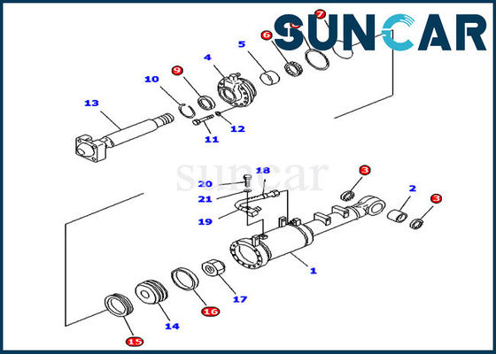 707-98-52140 Tilt Cylinder Komatsu Hydraulic Repair Seal Kit For D61EX-12 Straight Tilt Dozer