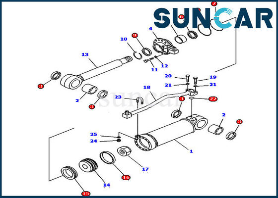 ISO9001 Selas 707-98-52130 Ripper Cylinder Sealing Kit D61E-12 Komatsu Bulldozer Parts