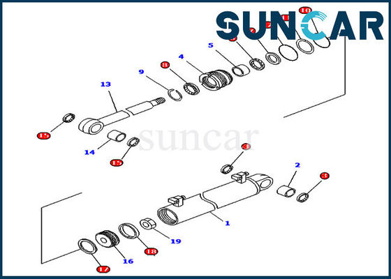 707-99-34600 Lift Sealing Kit Komatsu Cylinder Seal D61PX-12 Power Angle Power Tilt Dozer