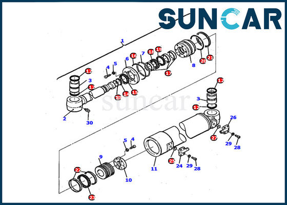 PC110R-1 Komatsu Excavator Inner Repair Kit 21D-61-14140 Boom Swing Cylinder Seal Kit Gasket