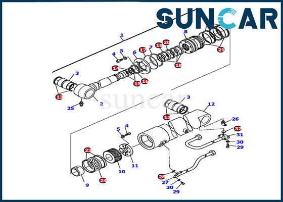 Wear Resistance 226-61-11220 Komatsu PC110R-1 Boom Cylinder Sealing Kit Excavator Gasket Kit